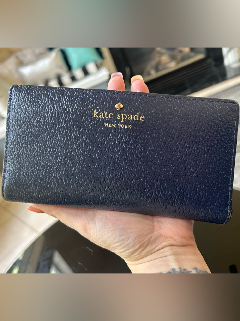KATE SPADE Navy & Gold Leather Wallet